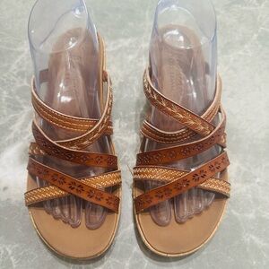 Skechers Cali Luxe Foam Boho Womens Brown Strappy Wedge Sandals Size 7